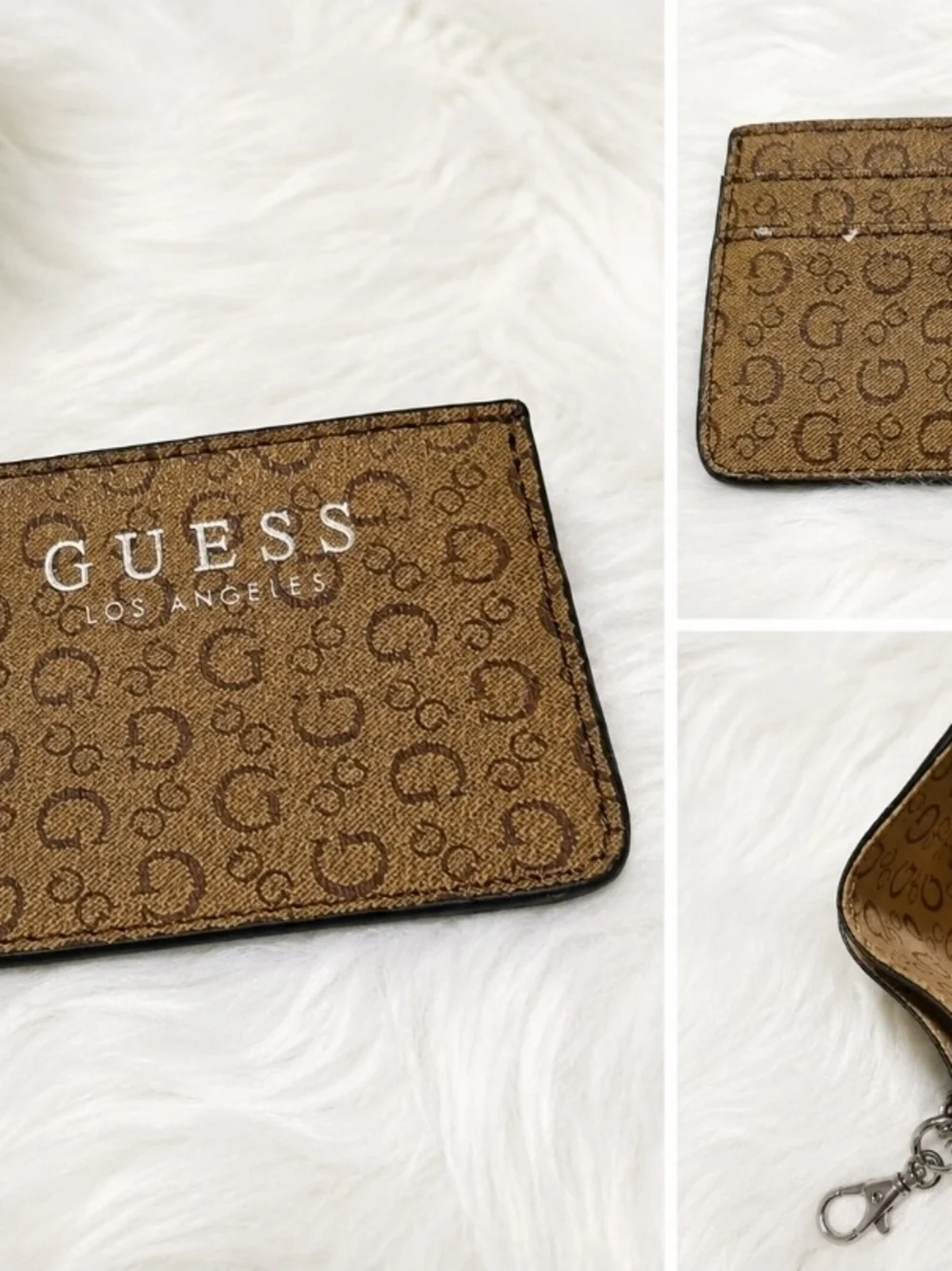 GUESS Brown Monogram Card Holder with Logo